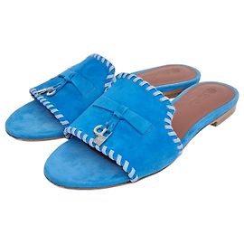 Pantofole in suede Loro Piana Blu
