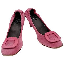 Roger Vivier Chaussures à brides en daim Rose