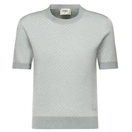 Fendi Woll-Seide-Pullover Blau