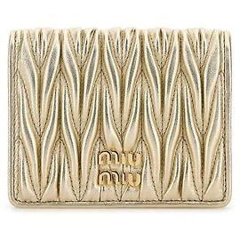 Miu Miu Nappa Leather Compact Wallet Golden