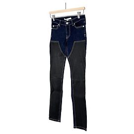 Givenchy Leather Slim Fit Denim Jeans Pants Blue