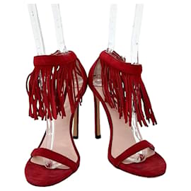 Stuart Weitzman Suede Sandals Red