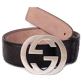 Gucci Cinto Cima com fivela assinatura chocolate Prata