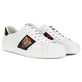 Gucci Tênis Baixos com Bordado de Tigre Verde