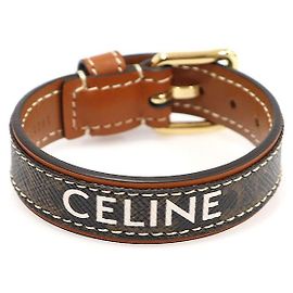 Céline Pulseira Feminina em Couro de Bezerro Tan Triope Marrom