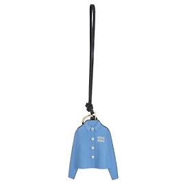 Miu Miu Leather Shirt Blue Charm Keyring Blue