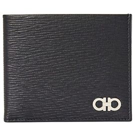 Salvatore Ferragamo NERO Double Gancini Geldbörse Silber Schwarz