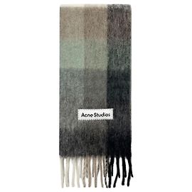 Acne Sciarpa in mohair a quadri verde Verde