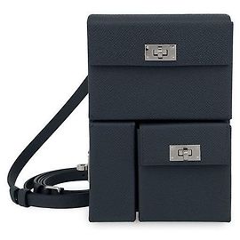 Hermès Cartera Kelly Multi-Bolsillos Grizzli Misty estampada Negro