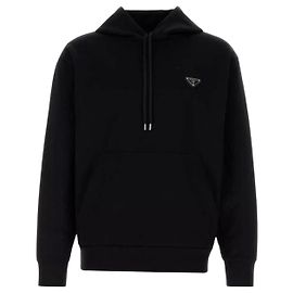 Prada Technischer Baumwoll-Hoodie WMO Schwarz