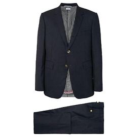 Thom Browne Terno em Super Lã Twill Ajuste Clássico Azul