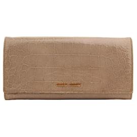 Miu Miu Beige Python-Lackleder Langbörse mit Klappe Orange