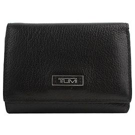 Tumi Black Silver Logo Compact Wallet Black
