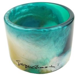 Bracciale bangle logo nero multicolore Armani Green Blu