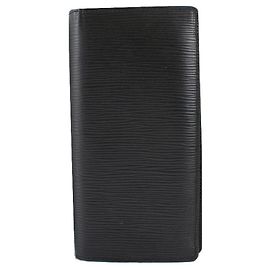 Louis Vuitton Epi Black Brazza Wallet Long Wallet Black