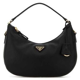 Prada Bolsa hobo de couro Triangle com logo Preto