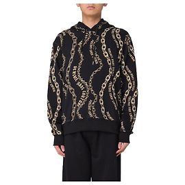 Versace Sudadera con capucha con estampado de cadena integral Negro