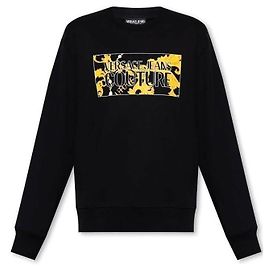 Versace Sweatshirt mit quadratischem Perlenlogo Schwarz
