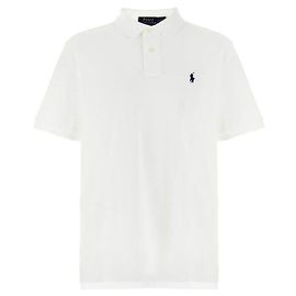 Ralph Lauren Polo-Shirt aus Mesh mit gesticktem Pony-Logo, kurzärmlig Weiß