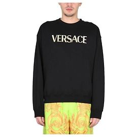 Versace Sweatshirt mit metallic Logo Schwarz