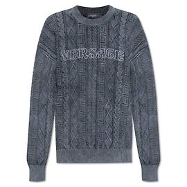 Versace Pull en maille torsadée Noir