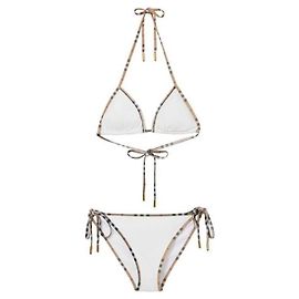 Burberry Check Bikini mit Besatz Weiß