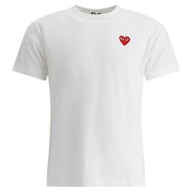 Comme Des Garcons Kurzarm-T-Shirt mit rotem Herz-Patch AX Weiß