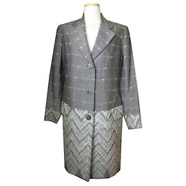 Dior Christian Grey Wool Blend Coat Brown