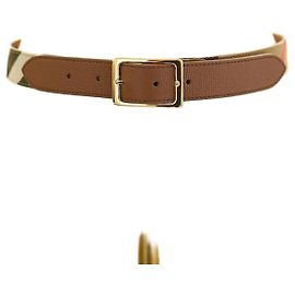 Burberry Cinto reversível de lona e couro para mulher na cor camelo Marrom