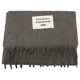 Acne Cachecol de lã de mohair com franjas Marrom