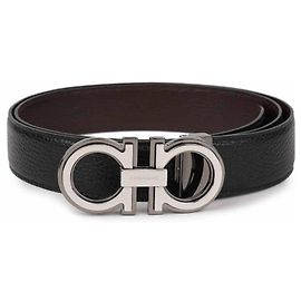 Salvatore Ferragamo Wendbarer Ledergürtel NERO+HICORY Braun