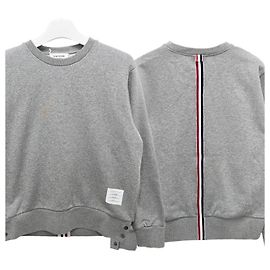 Thom Browne Sweatshirt mit Zentralsstreifen Hellgrau Braun