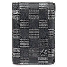Louis Vuitton Damier Infini Onyx Silver Pocket Organizer Card Holder Black