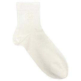 Céline Chaussettes en coton brodées du logo Triomphe blanches Blanc