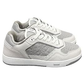 Dior Sneakers Gravity in pelle di vitello grana bianca e grigia Marrone