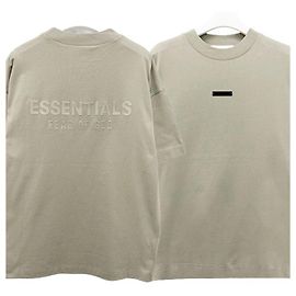 Fear of God Klassisches Essential Logo T-Shirt Abbey Stone Weiß