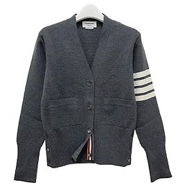 Thom Browne Milan Stitch Bar Cardigan Mittelgrau Braun