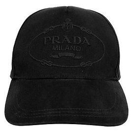 Prada Boné de beisebol em algodão preto com logo bordado Preto
