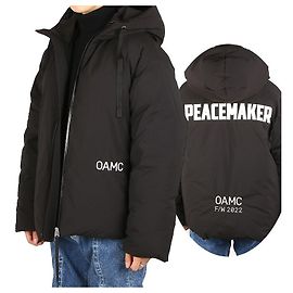 Moncler Jaqueta acolchoada com capuz e estampa de logo OAMC Preto