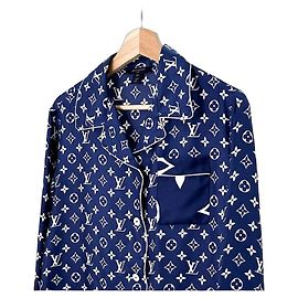 Louis Vuitton Camicia da pigiama in seta Escale Blu Blu
