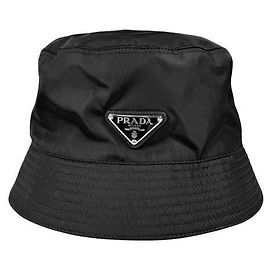 Prada Chapéu bucket de nylon com logo triangular para homens - Preto Preto
