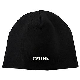 Céline Gorro de lã com logotipo bordado Preto