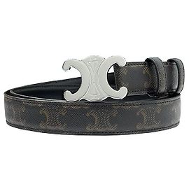 Céline Ceinture Medium Triomphe en Toile Noir Argent Noir