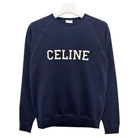 Céline Sweatshirt ample avec patch logo bleu marine écru Bleu