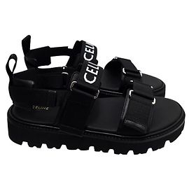 Céline Logo Jacquard Billy Riemchensandalen Schwarz