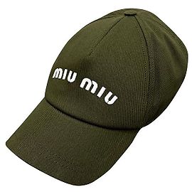 Miu Miu bestickte Logo Baumwoll-Baseballmütze Waldgrün Weiß ADXI Grün