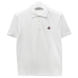 Moncler Polo T-Shirt mit kurzen Ärmeln und Patch Weiß