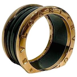 Bulgari Ring Unisex Rose Gold Black