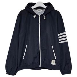 Thom Browne Navy Ripstop-Mesh-Jacke Schwarz