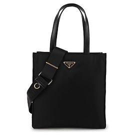 Prada Borsa a tracolla in nylon imbottito con hardware dorato Nero